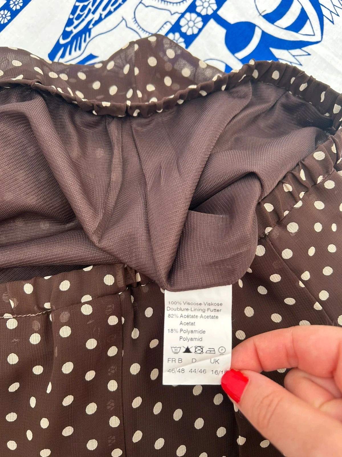 Saia midi 46/48 3XL/4XL marrom e branco em muito bom estado viscose – photo 3